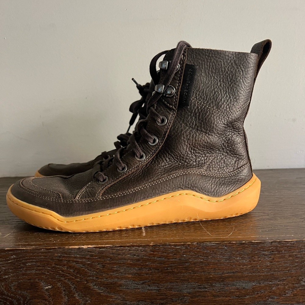 Vivo Barefoot Leather Dark Brown High-Top Shoes